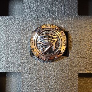 Mendino ring "Eye of Horus" symbol of prosperity & protection in Stainless steel